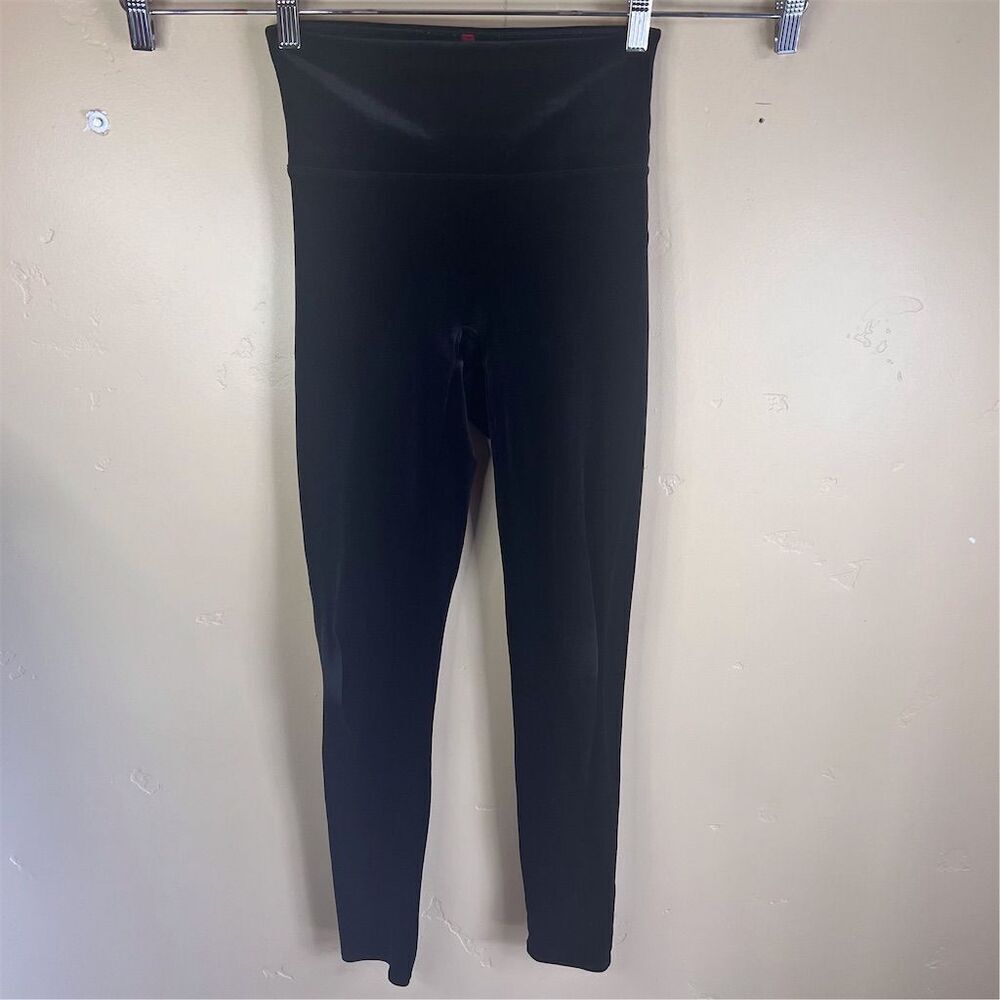Spanx Womens High-Waisted Seamless Velvet Velour Ankle Leggings Black Size Small - Picture 3 of 8